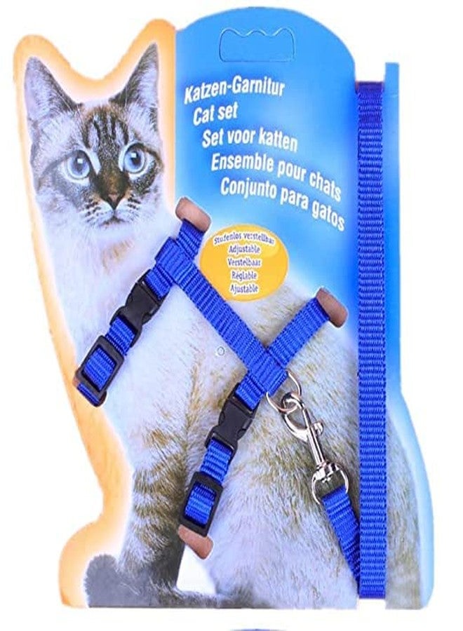 Pups&Pets طقم مقود نايلون من Pups&Pets مع حزام كامل للجسم للقطط، قابل للتعديل ومتين، مناسب للمشي مع الحيوانات الأليفة الصغيرة - أزرق - Image 1